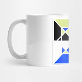 Green Blue Black White Geometric Abstract Acrylic Painting Mug